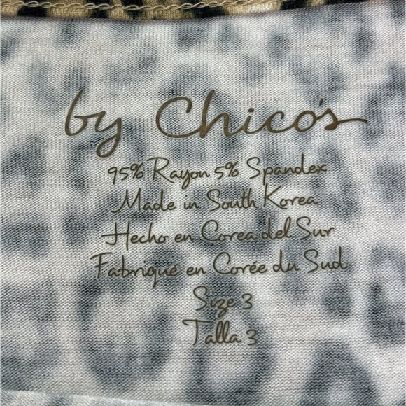Chico's Leopard Print Long Sleeve Top Size 3 (US XL) Tan Black Rayon Blend - Picture 3 of 4